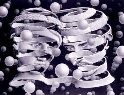 M. C. エッシャー　《婚姻の絆》　1956年、ハウステンボス美術館蔵　All M.C. Escher works c Escher Holding B.V.-Baarn-the Netherlands