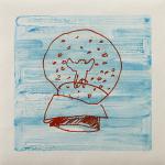 下條沙恵子　snow globe, 2012, 36x36cm, 14 1/8x14 1/8in., monotype, oil on paper 