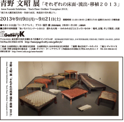 青野文昭展「それぞれの床面・流出・移植2013」