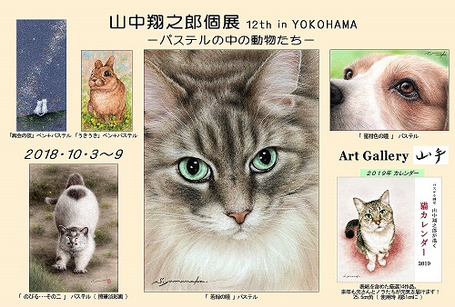 山中翔之郎個展　パステルの中の動物たち