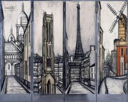 《パリ屏風》1967 年　リトグラフ （4 作品を屏風仕立てにしたもの）