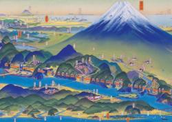 肉筆画《富士身延鉄道沿線名所鳥瞰図》（部分）昭和3（1928）年　堺市博物館蔵