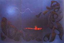 「BRAHMAN 第9章　褶曲 A」 1986-87 アクリル他、紙、パネル 181.5×273.0cm