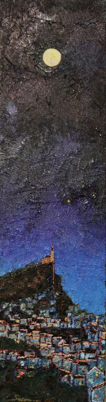 小林 暁『テレビ塔を望む』油彩画【真作保証】 絵画 大島暁[Ohshima Satoru](クリエイター)- | 個展なび