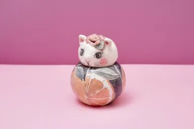 陶芸家　樋口早苗さん　猫の小物入れ 樋口早苗 展 「たからものみつけて 」- (アート,クラフト・うつわ