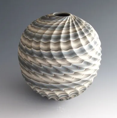 NO561 尾形香三夫 練上 壷 花器 銘有り 作家物 陶芸 美術工芸 NO561 尾形香三夫 練上 壷 花器 銘有り 作家物 陶芸 美術工芸 NO561