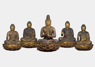 江戸初期 金銅 弘法大師座像 豆仏 厨子入 空海像 古銅仏 仏教美術 時代物 弘法大師生誕1250年記念 特別展「空海と真言の名宝」- (アート・東京